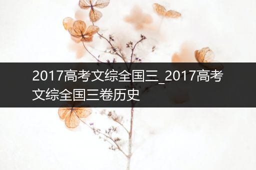 2017高考文综全国三_2017高考文综全国三卷历史