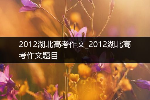 2012湖北高考作文_2012湖北高考作文题目
