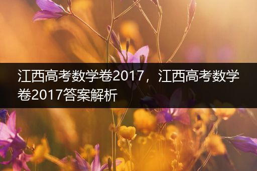 江西高考数学卷2017，江西高考数学卷2017答案解析