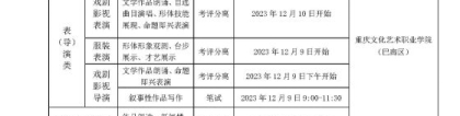 重庆市2024年艺术类专业统考时间安排表